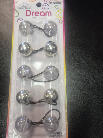DREAM PONYTAIL HOLDERS 25MM 5PC GLITTER SILVER