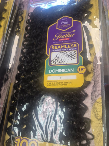 CROCHET PURPLE PACK BRAZILIAN FEATHER DOMINICAN 18 IN