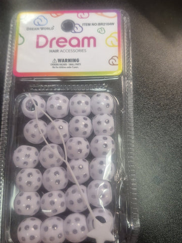 DREAM BEADS DOTS 15MM 24 PC WHITE