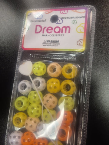 DREAM BEADS DOTS 15MM 24 PC MIXED ORANGE