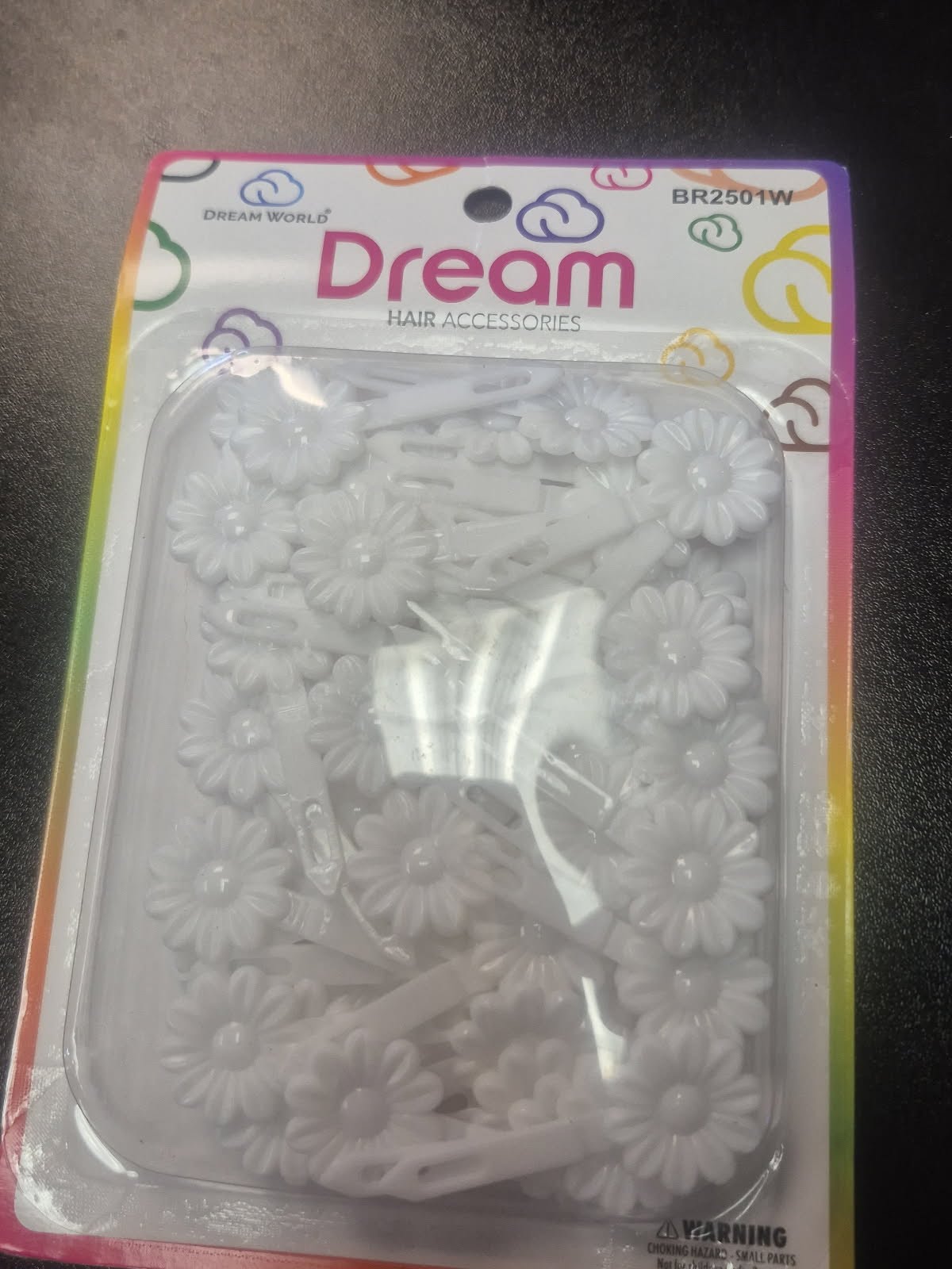 DREAM BARRETTES #88 CURLY RIBBON WHITE