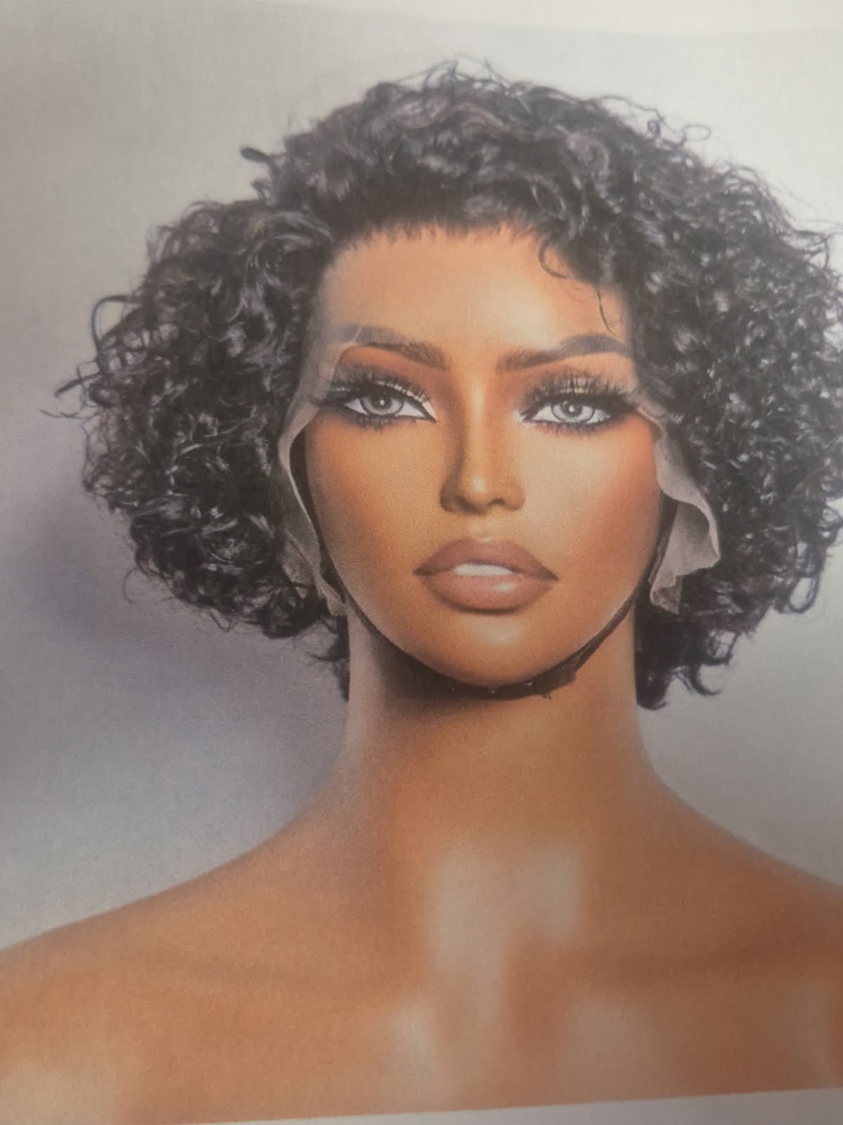 150 % DENSITY 13 X 4 PRE BLEACHED KNOTS FRONTAL LACE WIG 8 IN SHORT CURLY PIXIE CUT