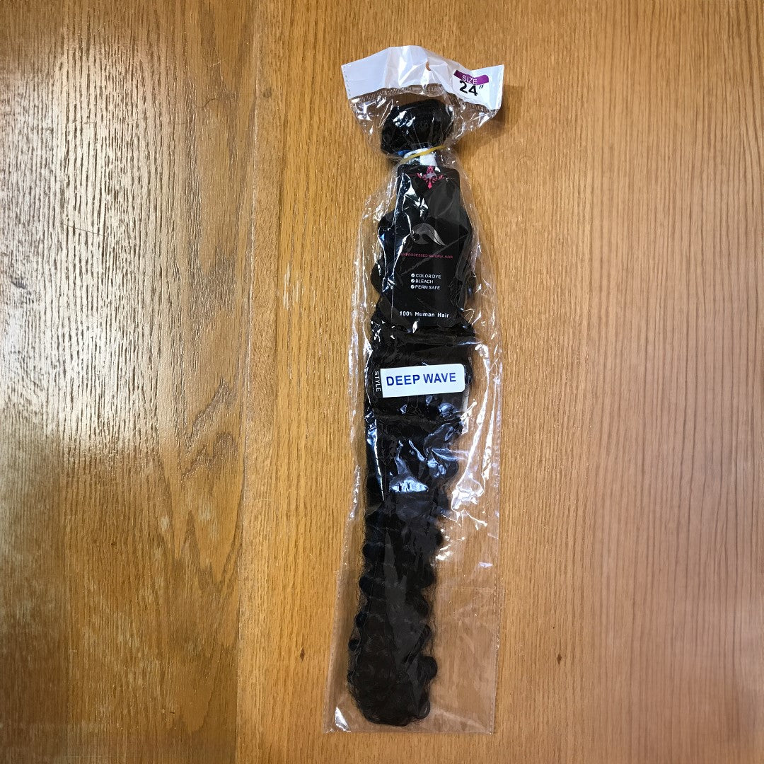 Weave: Human Hair Black Deep Wave 24"