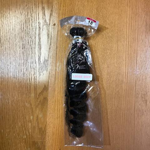 Weave: Human Hair Black Loose Deep Wave 18"