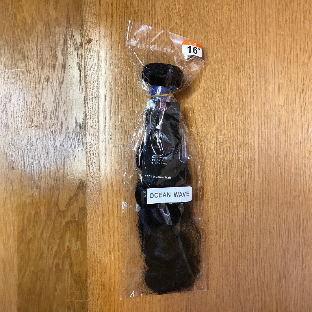 Weave: Human Hair Black Ocean Wave 16"