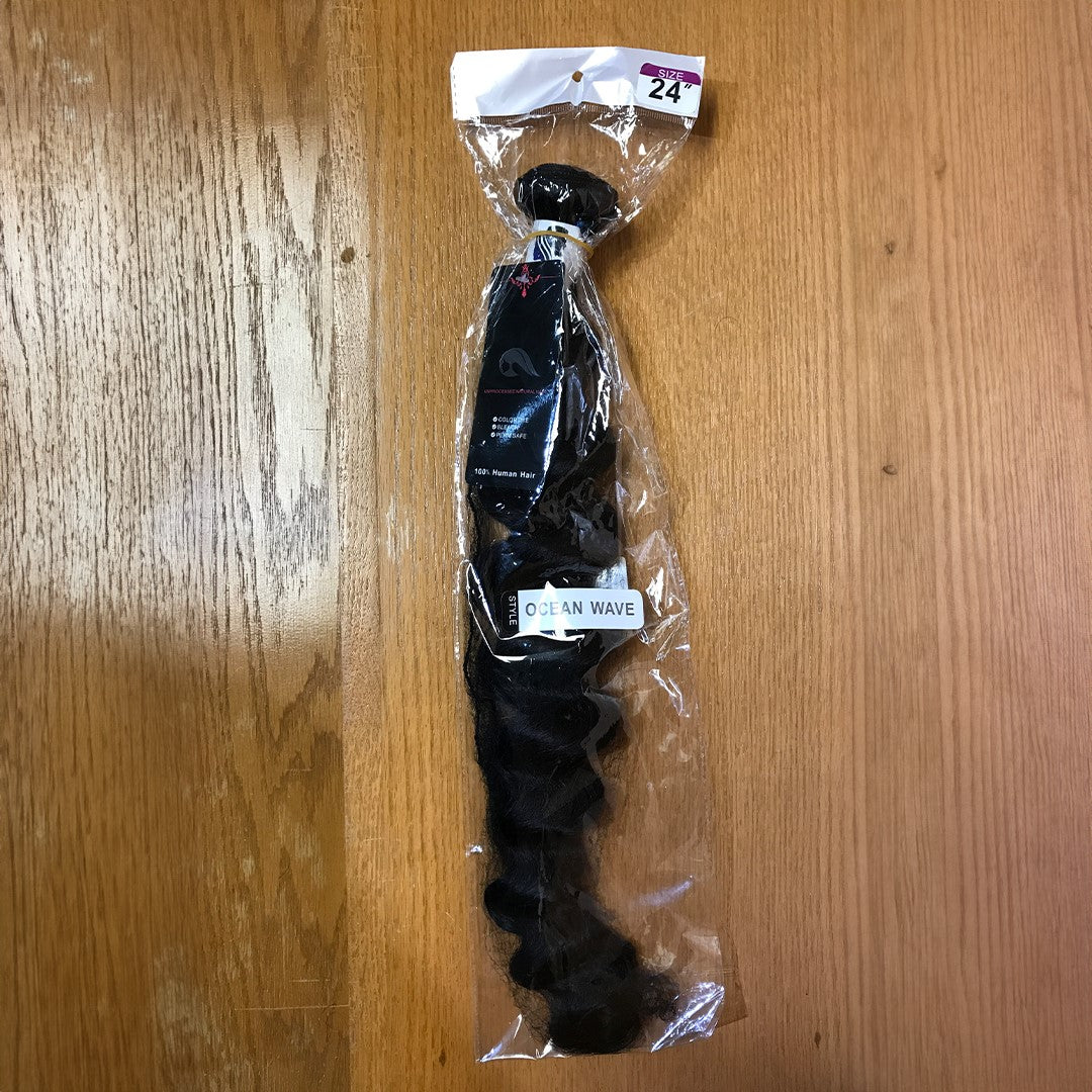 Weave: Human Hair Black Ocean Wave 24"