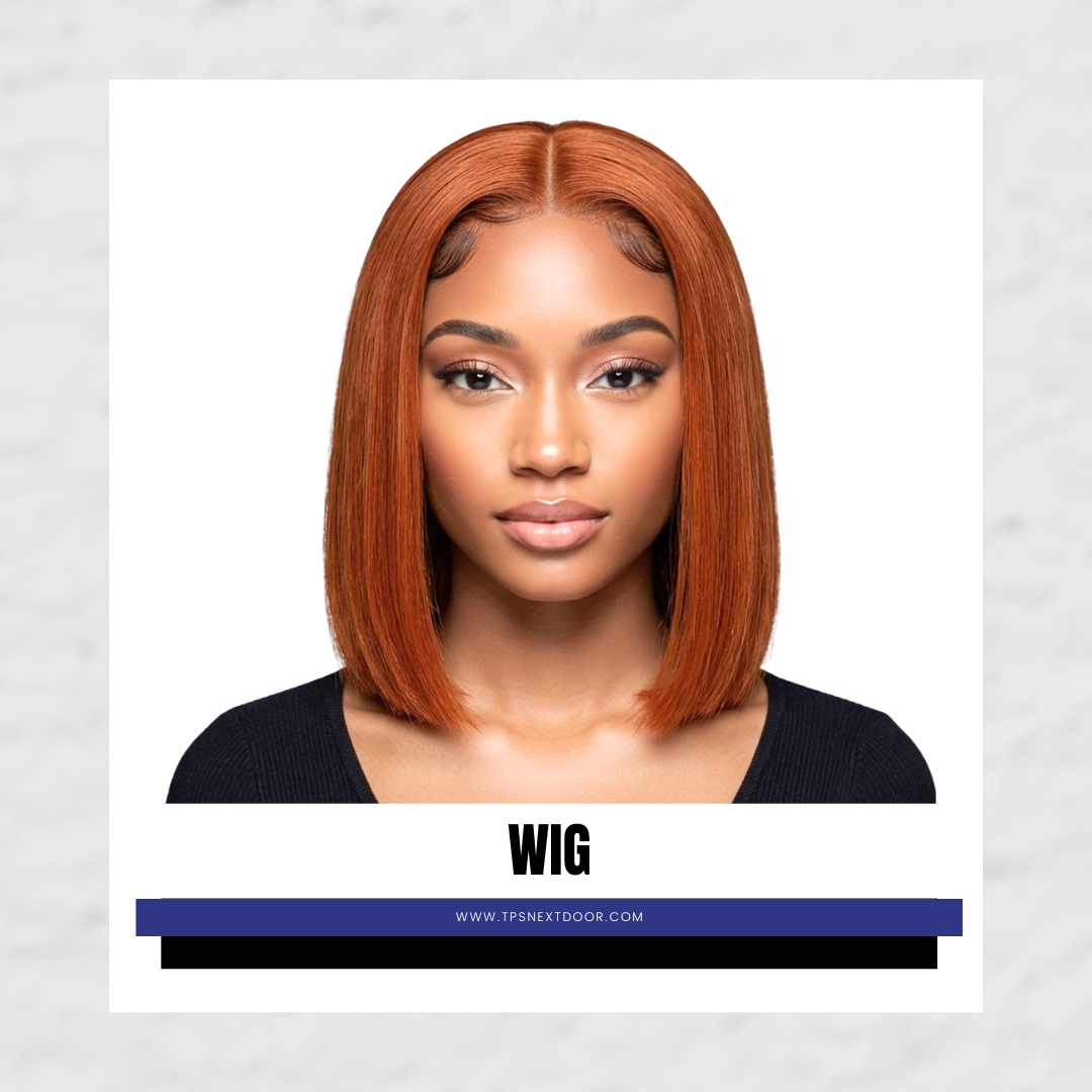 WIG : Closure Lace Glueless Mid Part Bob Wig 12 Inches Sugar Maple 4x4