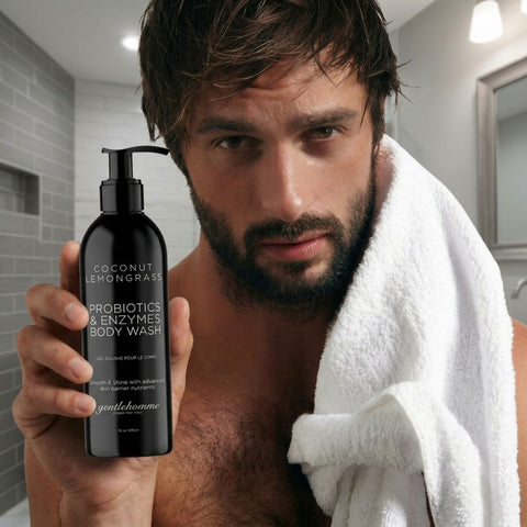 GENTLEHOMME COCONUT LEMONGRASS PROBIOTICS & ENZYMES BODY WASH FOR MEN 16oz