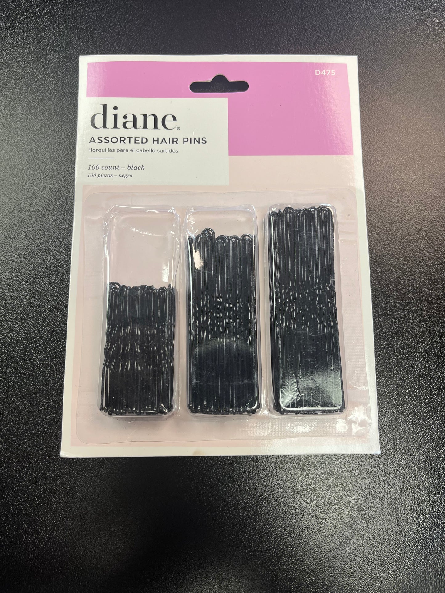 HAIR PINS BLACK 100-PACK-(40-1.75 INCH, 30-2.5 INCH, 30-3 INCH) ASSORTED
