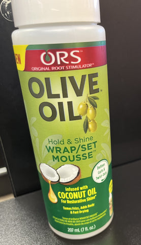 ORS OLIVE OIL HOLD & SHINE WRAP/SET MOUSSE 7oz PRODUCT STORE NEXT DOOR