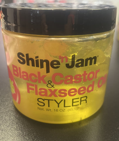 AMPRO SHINE N JAM BLACK CASTOR & FLAXSEED OIL STYLER 16oz