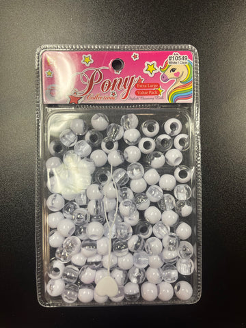 EXTRA LARGE TWO TONE ROUND BEADS VALUE PACK (WHITE/CLEAR)