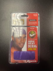 PREMIUM QUALITY COCONUT OIL TREATED SHINE SILKY DURAG WITH LONG TAIL (PURPLE)