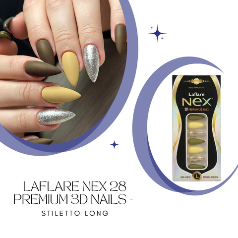 LAFLARE NEX 28 PREMIUM 3D NAILS - STILETTO LONG