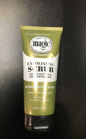 MAGIC GROOMING EXFOLIATING SCRUB COCOA BUTTER & CEDARWOOD OIL FOR BEARD FACE & SCALP 6.8OZ