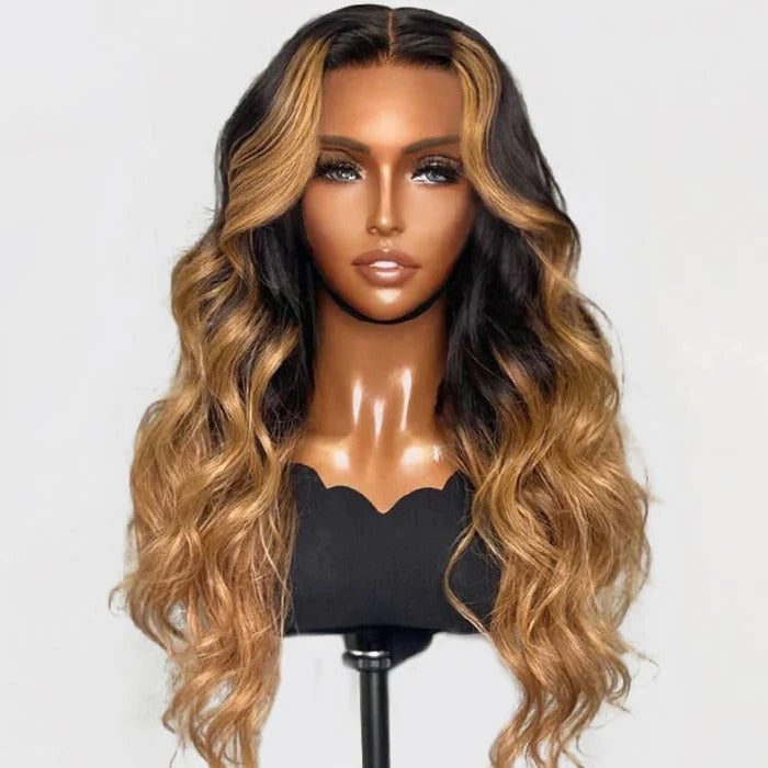 WIG : Loose Wavy HD Lace Closure Wig #1B/27 5x5