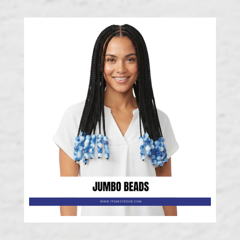SWIRL WHITE TONE JUMBO ROUND BEADS (BLUE)