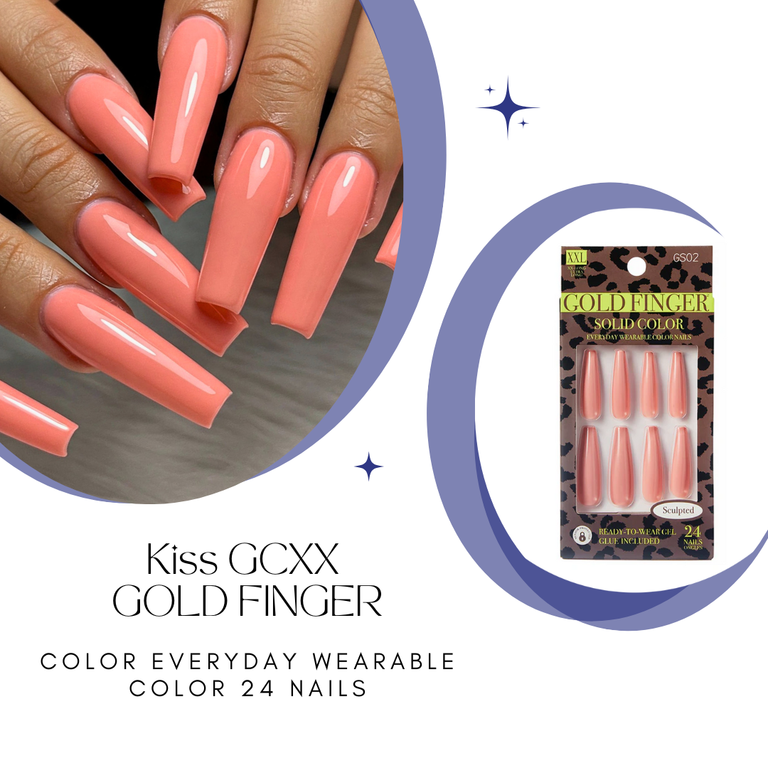 KISS GSXX GOLD FINGER SOLID COLOR EVERYDAY WEARABLE COLOR 24 NAILS - GS02