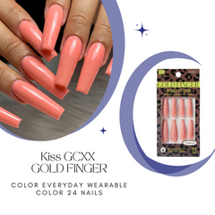 KISS GSXX GOLD FINGER SOLID COLOR EVERYDAY WEARABLE COLOR 24 NAILS - GS02