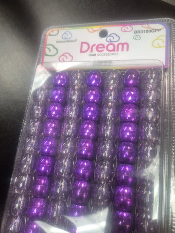 DREAM BEADS 16MM 62 PC GLITTER PURPLE