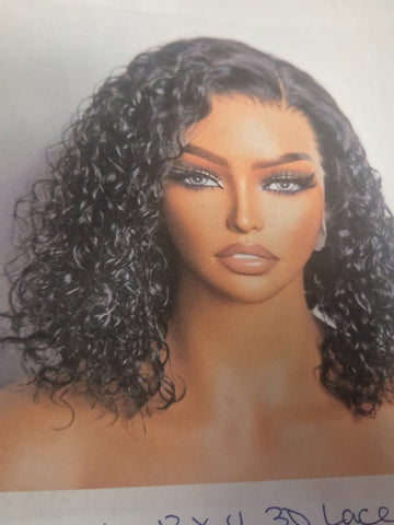 150% DENSITY 13 X 4 12 IN 3D LACE FRONTAL BOB WIG WATER WAVE