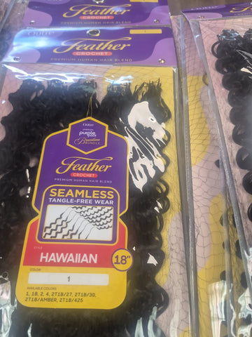 CROCHET PURPLE PACK BRAZILIAN FEATHER HAWAIIAN 18 IN