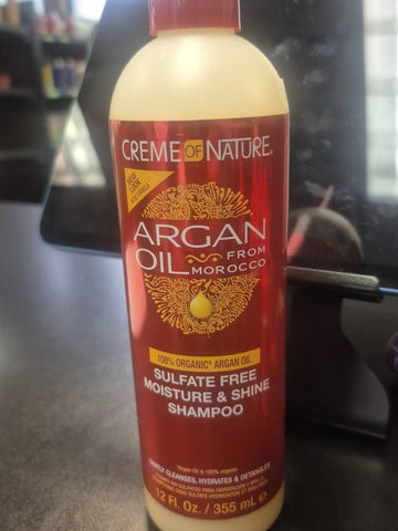 CREME OF NATURE ARGAN OIL SULFATE FREE MOISTURE & SHINE SHAMPOO 12 OZ