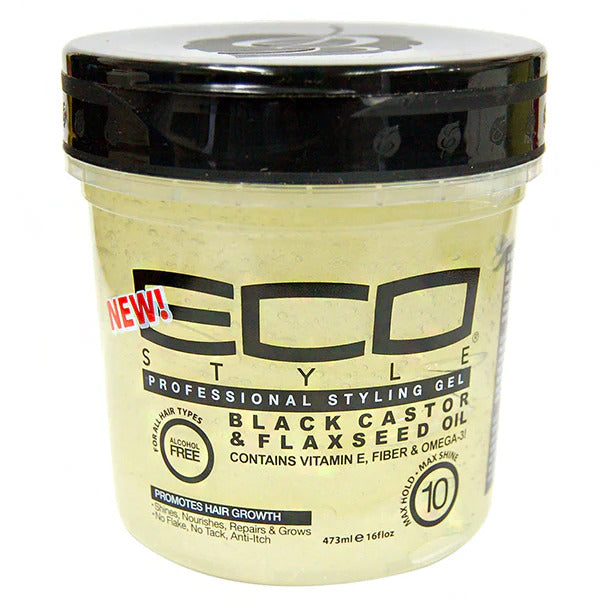 ECO STYLE BLACK CASTOR AND FLAXSEED OIL STYLING GEL 16 OZ