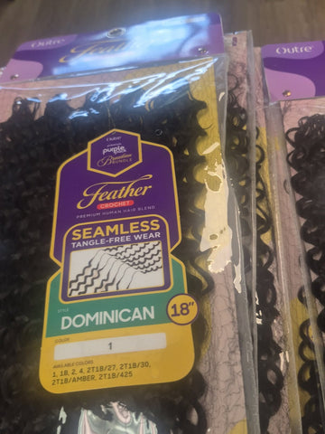 CROCHET PURPLE PACK BRAZILIAN FEATHER DOMINICAN 18 IN