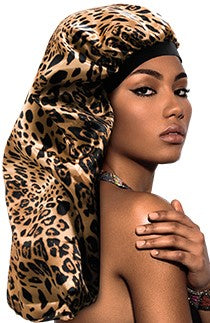 X-TRA LONG SILKY DESIGNED BONNET CAP (DOUBLE) - LEOPARD ASSORTEDThe Product Store Next Door