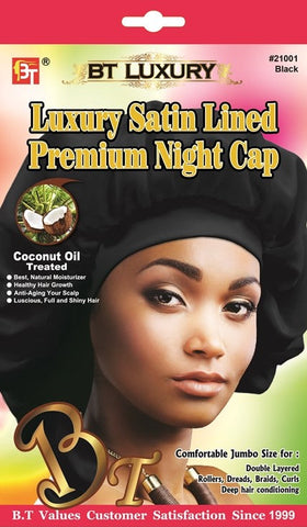 LUXURY SATIN LINED PREMIUM NIGHT CAP - (BLACK)The Product Store Next Door