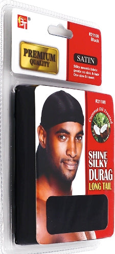 PREMIUM QUALITY COCONUT OIL TREATED SHINE SILKY DURAG WITH LONG TAIL (BLACK)The Product Store Next Door