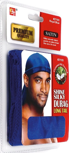 PREMIUM QUALITY COCONUT OIL TREATED SHINE SILKY DURAG WITH LONG TAIL (ROYAL BLUE)The Product Store Next Door